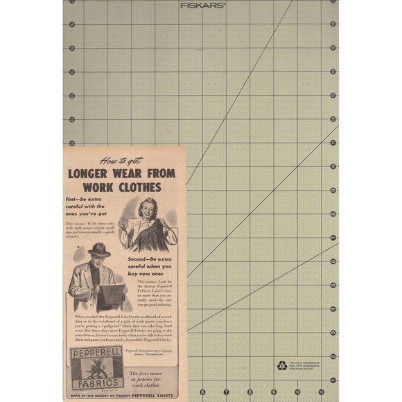 Pepperell Fabrics WWII Work Clothes Longer Wear Textile Vintage Print Ad 1945 - Picture 2 of 3